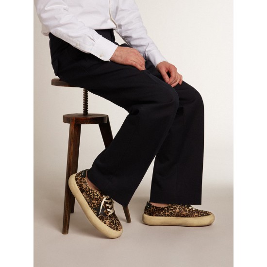 Men's Space-Star in leopard print pony skin with black star and heel Men's Space-Star in leopard print pony skin with black star and heel