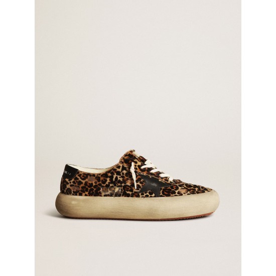 Men's Space-Star in leopard print pony skin with black star and heel Men's Space-Star in leopard print pony skin with black star and heel