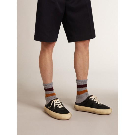 Men's Space-Star Sabots in black nylon with black leather star Men's Space-Star Sabots in black nylon with black leather star