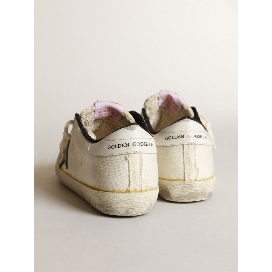 Men's Super-Star LTD in beige canvas with black star Men's Super-Star LTD in beige canvas with black star