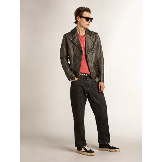 Men’s Mid Star in black nappa and suede with white leather star Men’s Mid Star in black nappa and suede with white leather star