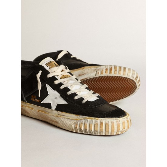Men’s Mid Star in black nappa and suede with white leather star Men’s Mid Star in black nappa and suede with white leather star