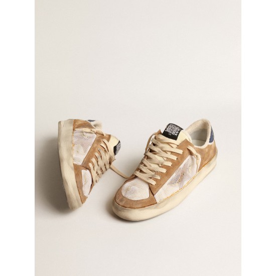 Stardan in beige nylon and mesh with tobacco suede inserts Stardan in beige nylon and mesh with tobacco suede inserts