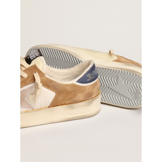 Stardan in beige nylon and mesh with tobacco suede inserts Stardan in beige nylon and mesh with tobacco suede inserts