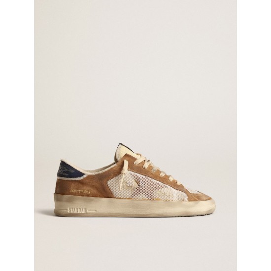 Stardan in beige nylon and mesh with tobacco suede inserts Stardan in beige nylon and mesh with tobacco suede inserts