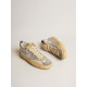 Mid Star LAB in silver metallic leather and mesh with perforated star Mid Star LAB in silver metallic leather and mesh with perforated star