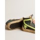 Men’s Slide LAB in camo canvas with yellow leather star and flash Men’s Slide LAB in camo canvas with yellow leather star and flash
