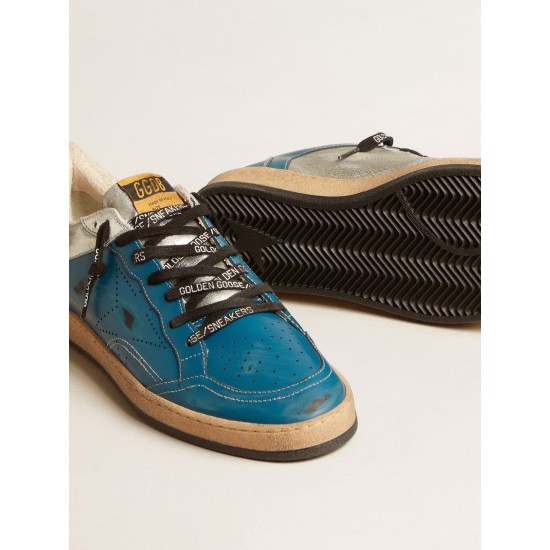Ball Star LAB in glossy blue and silver leather with perforated star Ball Star LAB in glossy blue and silver leather with perforated star