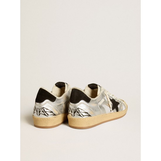 Ball Star LAB in silver leather with black suede star and heel tab Ball Star LAB in silver leather with black suede star and heel tab