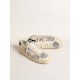 Stardan in white leather and mesh with blue metallic heel tab Stardan in white leather and mesh with blue metallic heel tab