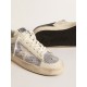 Stardan in white leather and mesh with blue metallic heel tab Stardan in white leather and mesh with blue metallic heel tab