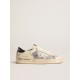 Stardan in white leather and mesh with blue metallic heel tab Stardan in white leather and mesh with blue metallic heel tab