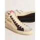 Slide LTD in faded nylon with suede star and beige flash Slide LTD in faded nylon with suede star and beige flash