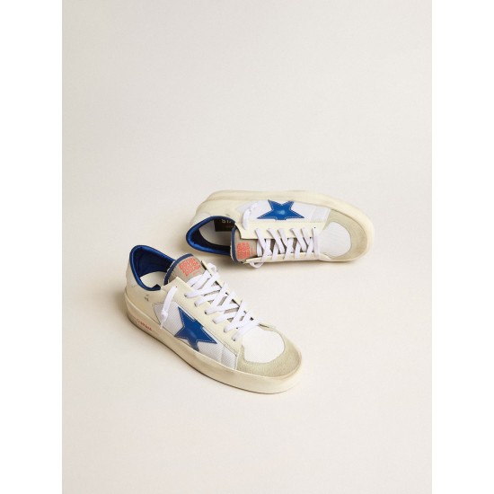 Stardan LTD in white mesh and leather with blue star and white heel tab Stardan LTD in white mesh and leather with blue star and white heel tab