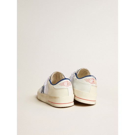 Stardan LTD in white mesh and leather with blue star and white heel tab Stardan LTD in white mesh and leather with blue star and white heel tab