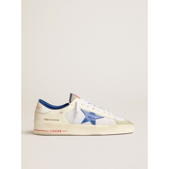 Stardan LTD in white mesh and leather with blue star and white heel tab Stardan LTD in white mesh and leather with blue star and white heel tab