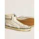 Slide LAB in aged-white nappa leather with gray suede star and white leather flash Slide LAB in aged-white nappa leather with gray suede star and white leather flash