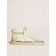 Slide LAB in aged-white nappa leather with gray suede star and white leather flash Slide LAB in aged-white nappa leather with gray suede star and white leather flash