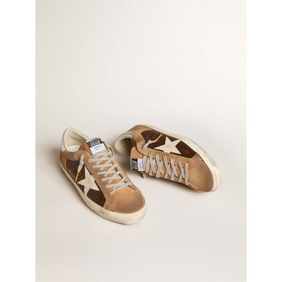 Super-Star LTD in brown leather and tobacco suede with white star Super-Star LTD in brown leather and tobacco suede with white star
