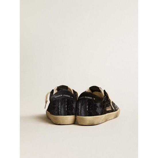 Men’s Super-Star in black velvet and suede with black suede star Men’s Super-Star in black velvet and suede with black suede star