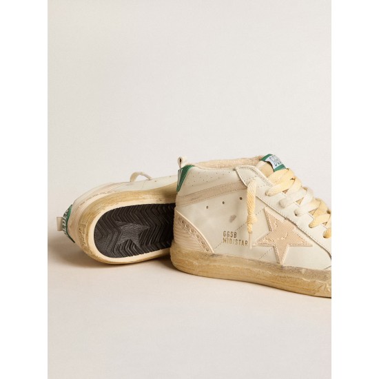 Mid Star in nappa with textured rubber star and cream cotton flash Mid Star in nappa with textured rubber star and cream cotton flash