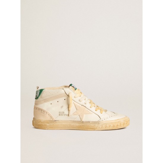 Mid Star in nappa with textured rubber star and cream cotton flash Mid Star in nappa with textured rubber star and cream cotton flash