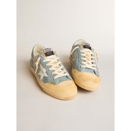 Super-Star in light blue mesh and nylon with white leather star Super-Star in light blue mesh and nylon with white leather star