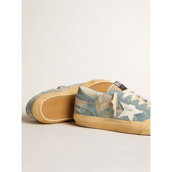Super-Star in light blue mesh and nylon with white leather star Super-Star in light blue mesh and nylon with white leather star