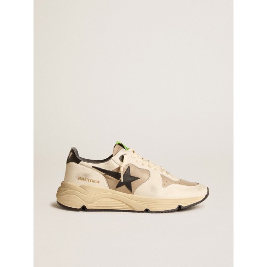 Men's Running Sole LTD in gray leather and white nappa with black leather star Men's Running Sole LTD in gray leather and white nappa with black leather star