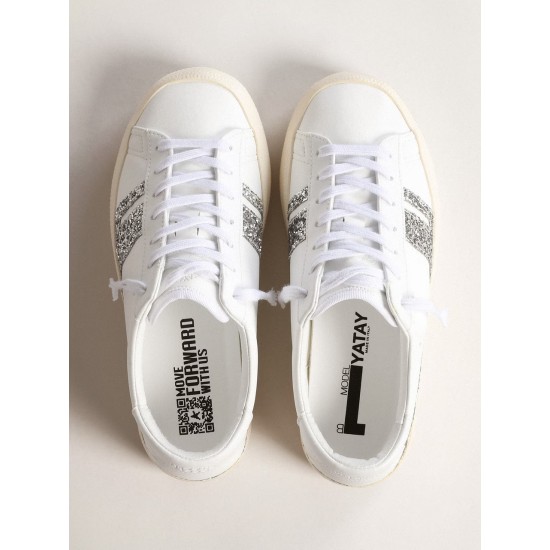 Yatay Model 1B sustainable sneakers with white bio-based upper and silver recycled glitter Y Yatay Model 1B sustainable sneakers with white bio-based upper and silver recycled glitter Y