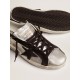 Women's Super-Star in silver leather with contrasting inserts Women's Super-Star in silver leather with contrasting inserts
