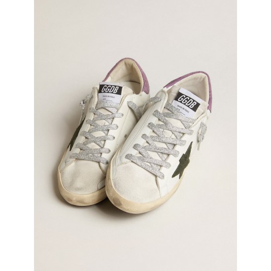 Super-Star with green snake-print suede star and purple heel tab Super-Star with green snake-print suede star and purple heel tab