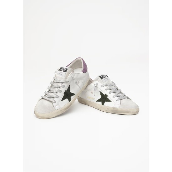 Super-Star with green snake-print suede star and purple heel tab Super-Star with green snake-print suede star and purple heel tab