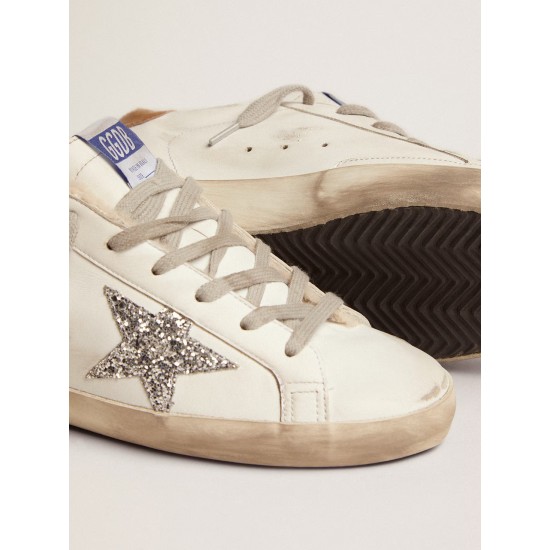 Women's Super-Star with shearling lining and silver glitter star Women's Super-Star with shearling lining and silver glitter star