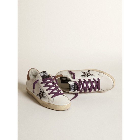 Super-Star with leopard pony skin star and brown nubuck heel tab Super-Star with leopard pony skin star and brown nubuck heel tab