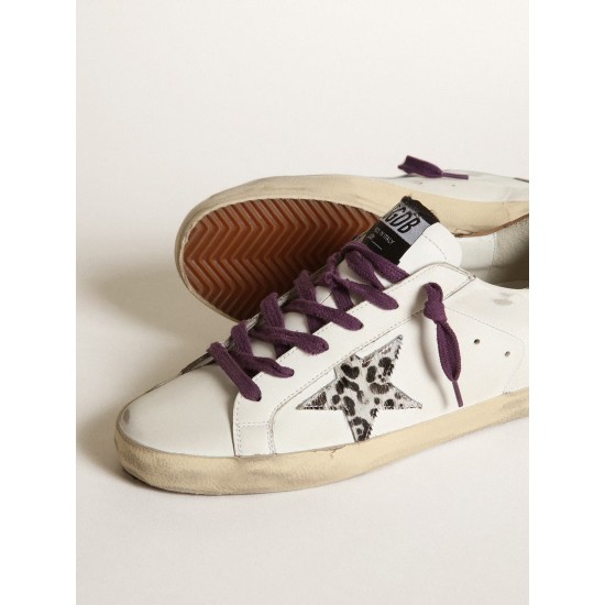 Super-Star with leopard pony skin star and brown nubuck heel tab Super-Star with leopard pony skin star and brown nubuck heel tab