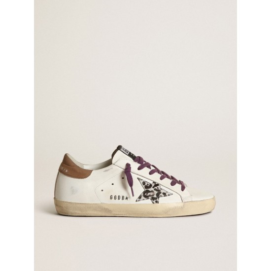 Super-Star with leopard pony skin star and brown nubuck heel tab Super-Star with leopard pony skin star and brown nubuck heel tab