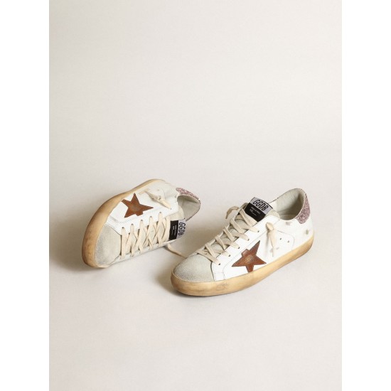 Super-Star with a tan star and pink glitter heel tab Super-Star with a tan star and pink glitter heel tab
