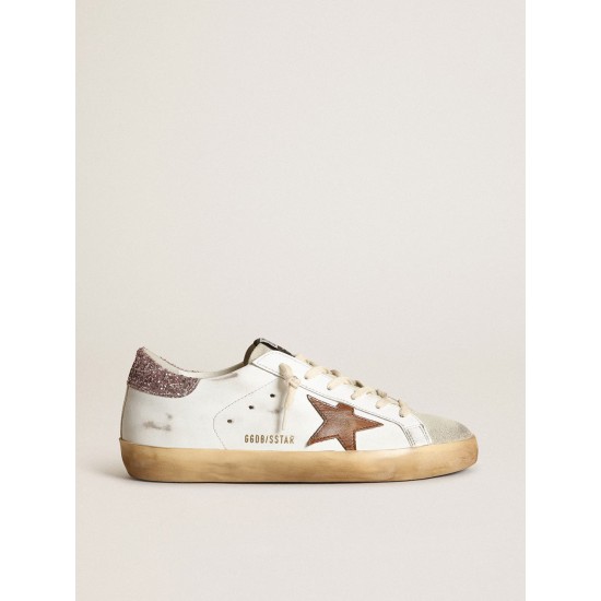 Super-Star with a tan star and pink glitter heel tab Super-Star with a tan star and pink glitter heel tab