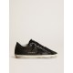 Women's Super-Star in black nappa with black star and glitter heel tab Women's Super-Star in black nappa with black star and glitter heel tab