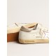 Women's Super-Star in white nappa with pink metallic leather star Women's Super-Star in white nappa with pink metallic leather star
