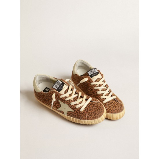Super-Star in suede with leopard print and cream leather star Super-Star in suede with leopard print and cream leather star