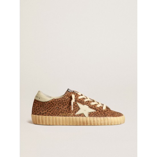 Super-Star in suede with leopard print and cream leather star Super-Star in suede with leopard print and cream leather star