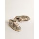 Women's Super-Star in platinum glitter with dove-gray suede star Women's Super-Star in platinum glitter with dove-gray suede star