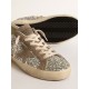 Women's Super-Star in platinum glitter with dove-gray suede star Women's Super-Star in platinum glitter with dove-gray suede star