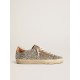 Women's Super-Star in platinum glitter with dove-gray suede star Women's Super-Star in platinum glitter with dove-gray suede star