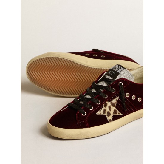 Women's Super-Star LTD in velvet with pony skin star and glitter tongue Women's Super-Star LTD in velvet with pony skin star and glitter tongue