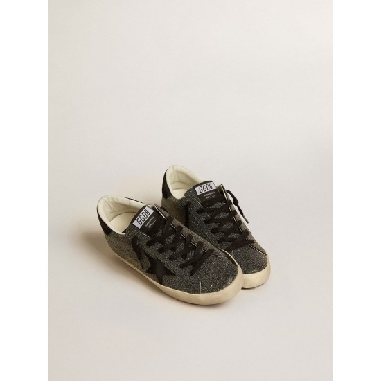 Women’s Super-Star in black Swarovski crystals with black suede star Women’s Super-Star in black Swarovski crystals with black suede star