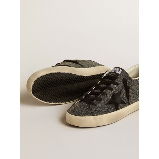 Women’s Super-Star in black Swarovski crystals with black suede star Women’s Super-Star in black Swarovski crystals with black suede star