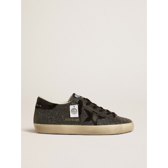 Women’s Super-Star in black Swarovski crystals with black suede star Women’s Super-Star in black Swarovski crystals with black suede star